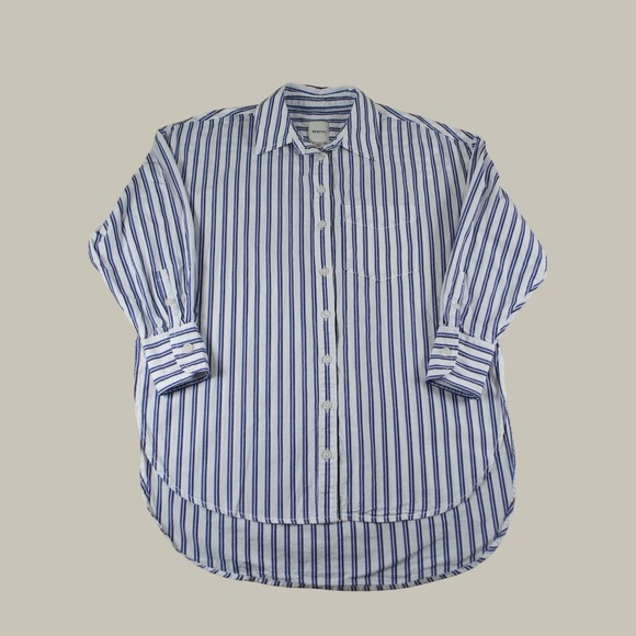 Maeve Tops - Maeve Anthropologie Blue Striped Oversized Shirt XXSP